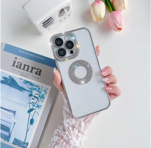 Silver Round Diamond Case - iPhone