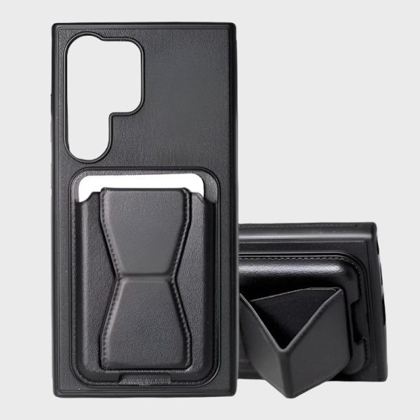 Black Leather Pocket with Stand Back Case - Samsung