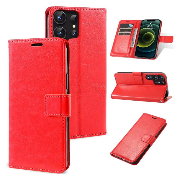 Red Card Slot with Magnetic Clouser Wallet Case - Motorola