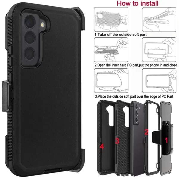 Cellco Plus | Black Heavy Duty Hard Back Case - Samsung