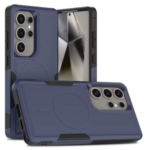Blue Shockproof and Non-Slip Magnetic Heavy Duty Back Case - Samsung