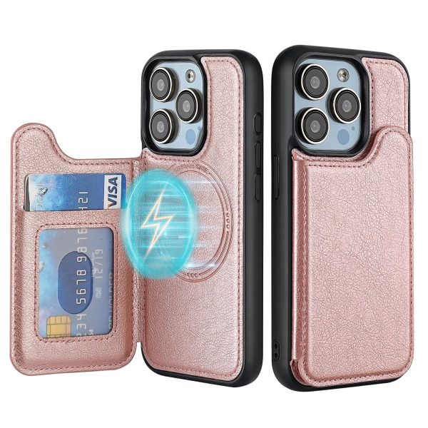 Rose GoldPU Leather Magnetic Flip Wallet Case -Samsung