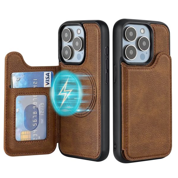 Brown PU Leather Magnetic Flip Wallet Case -Samsung