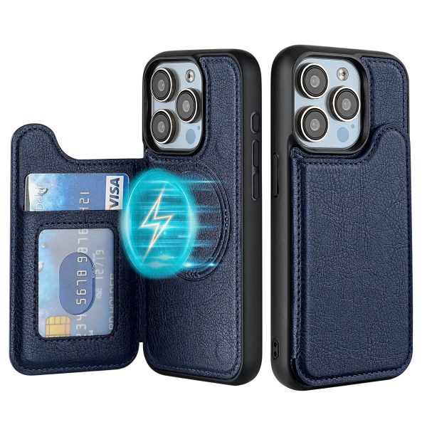 Blue PU Leather Magnetic Flip Wallet Case -Samsung