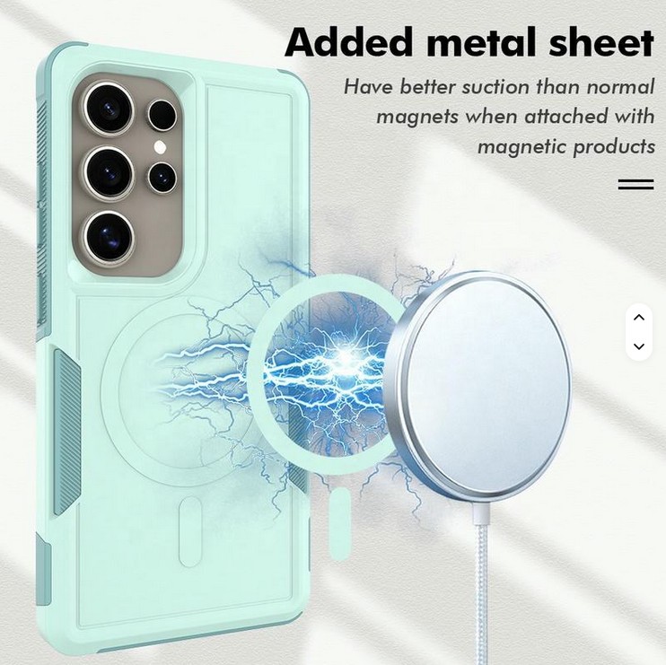 Green Shockproof and Non-Slip Magnetic Heavy Duty Back Case - Samsung - Image 2