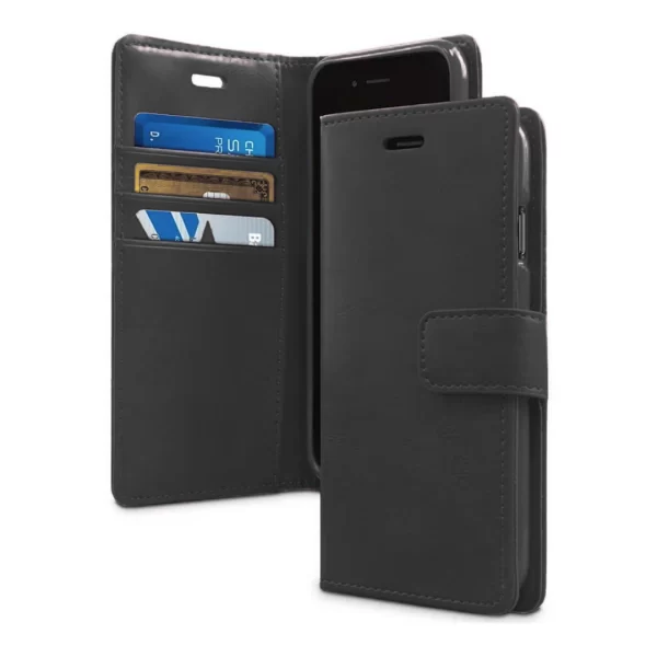 Black Card Slot with Magnetic Clouser Wallet Case - Motorola