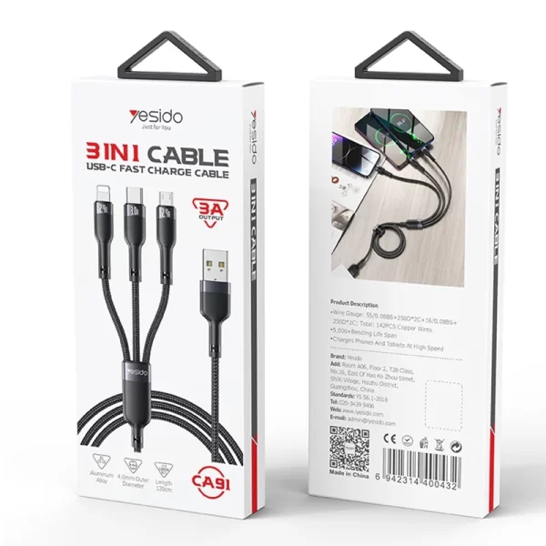 Yesido CA91 3 in 1 USB Data Cable - Image 2