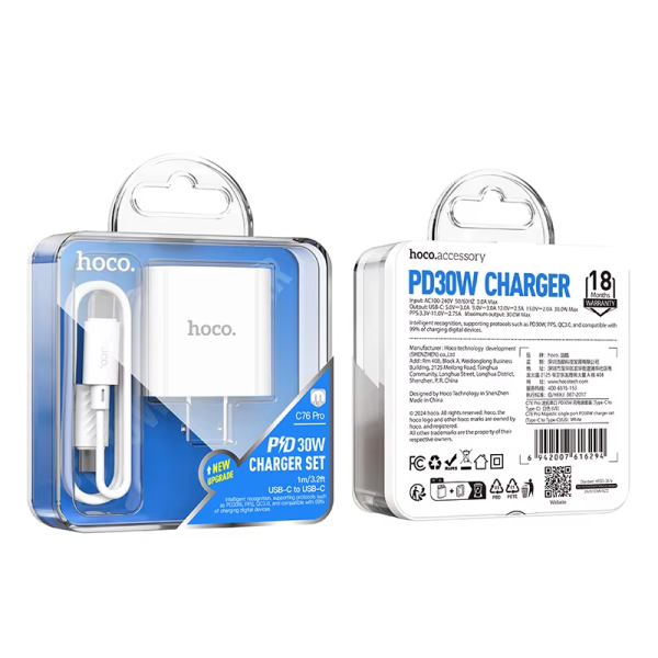 Hoco C76 Pro Type-C to Type-C 30W charger set - Image 2