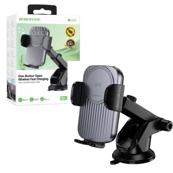 HOCO BH222 Leading push-type wireless fast charging car holder(center console)