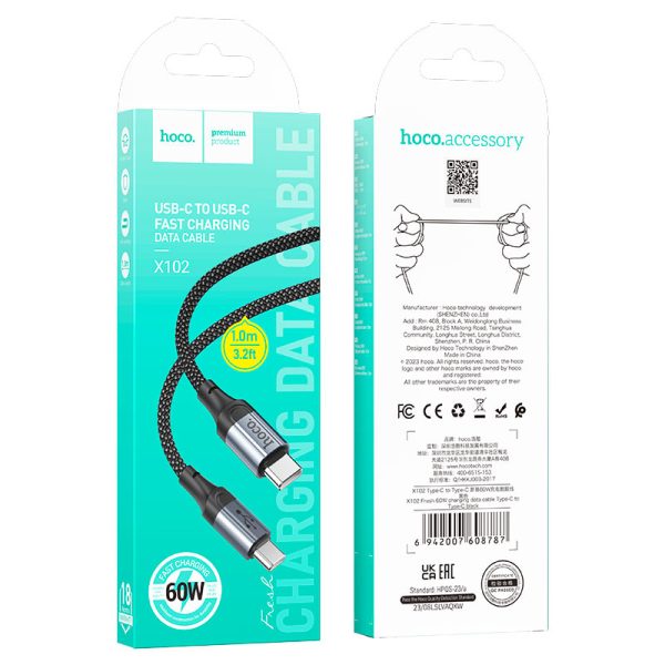 HOCO X102 Fresh 60W charging data cable Type-C to Type-C