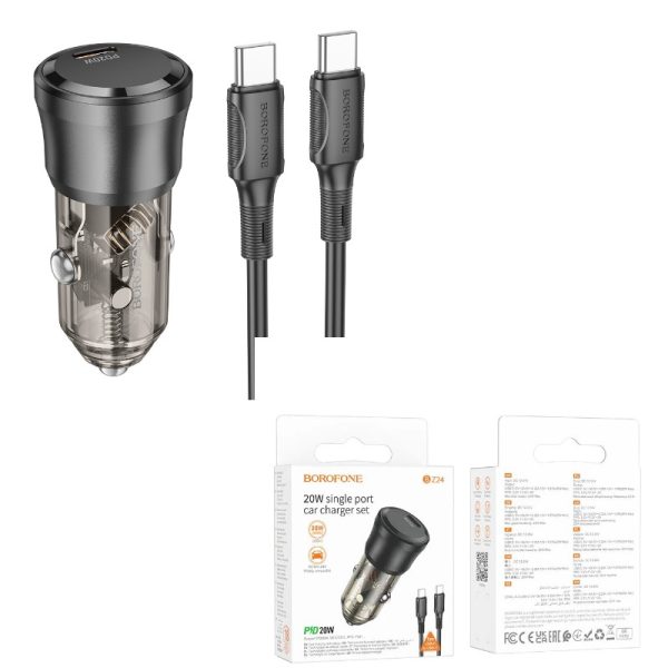 BOROFONE BZ24 PD20W car charger set(Type-C to Type-C)