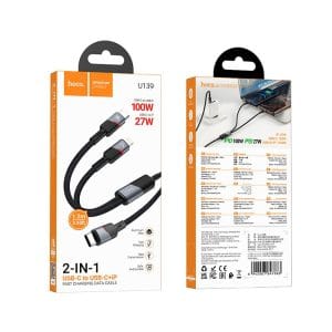 HOCO U139 100W FAST CHARGING DATA CABLE (Type-C to Type-Cx2, Type-C to C+Lightening)