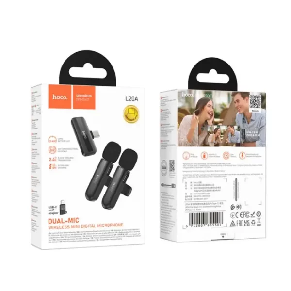 HOCO L20A FAIR DUAL-MIC WIRELESS MICROPHONE (IPHONE/TYPE-C)