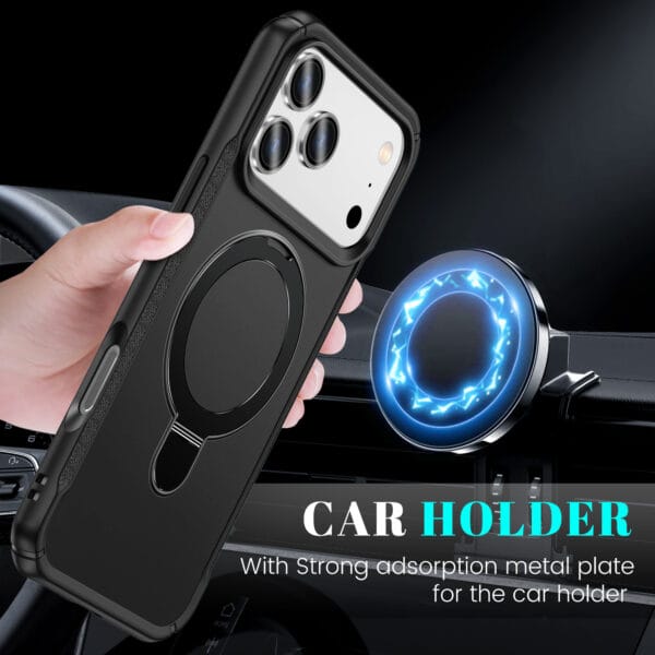 Cellco Plus | Black Magsafe Ring Stand Case- iPhone