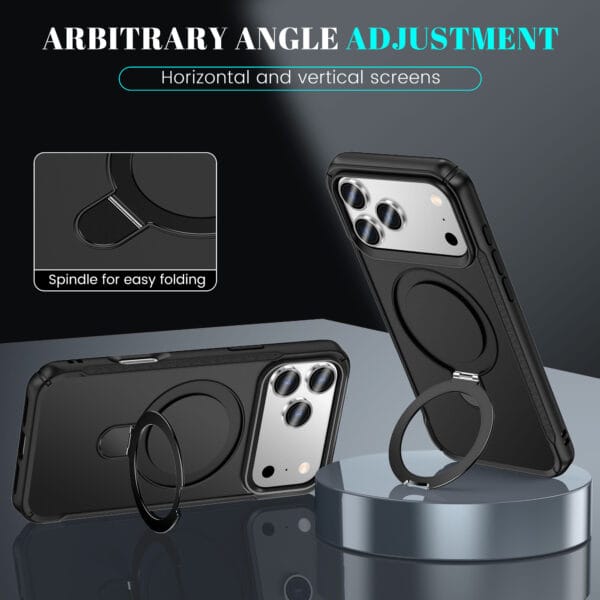 Cellco Plus | Black Magsafe Ring Stand Case- iPhone