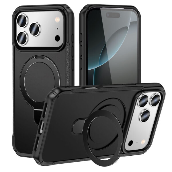 Black MagSafe Crystal Ring Stand Case