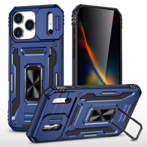 Blue Ring Case with Shutter Case- iPhone
