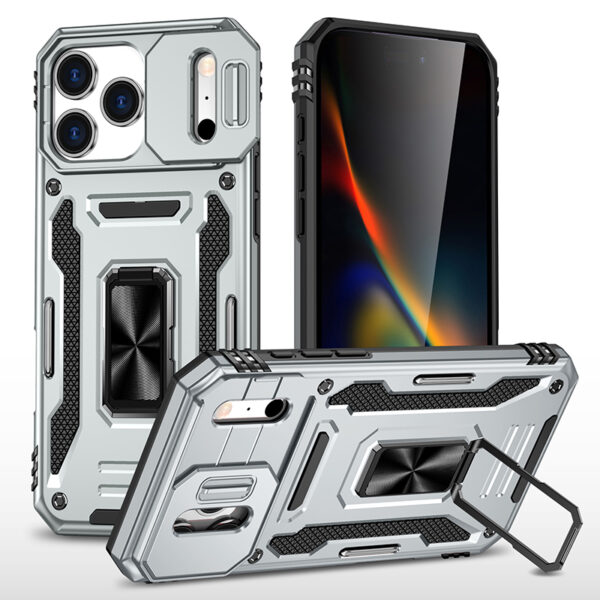 Silver Ring Case with Shutter Case- iPhone