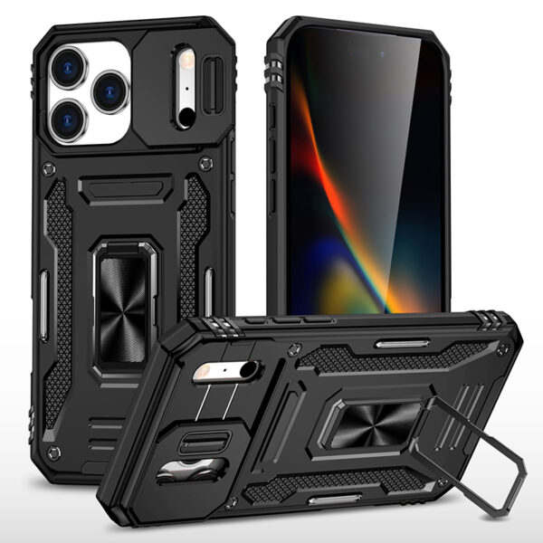 Black Ring Case with Shutter for iPhone