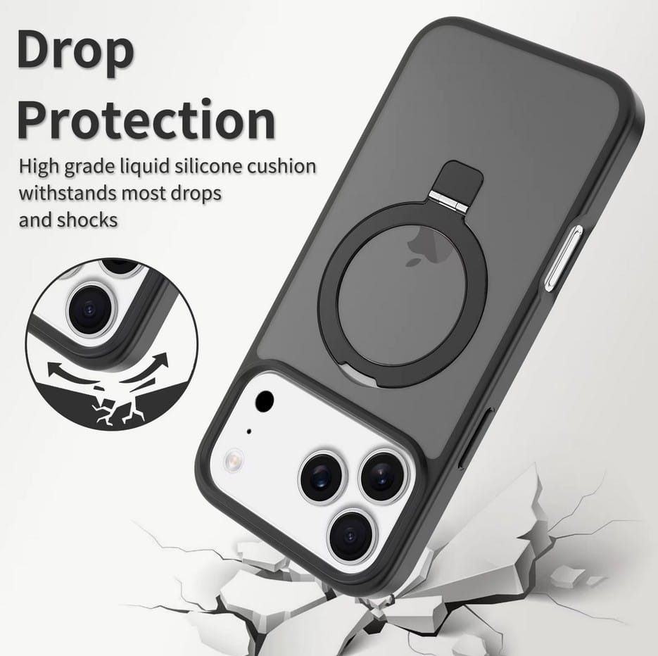 Black Magsafe Crystal Ring Stand Case - iPhone - Image 2