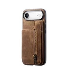 Brown Zipper Wallet Case - iPhone