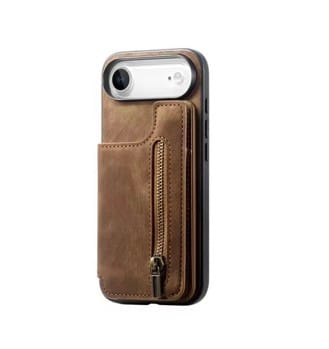 Brown Zipper Wallet Case - iPhone