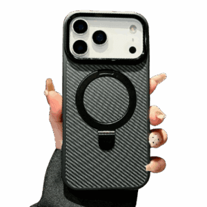 Black Magsafe Ring stand carbon fiber case