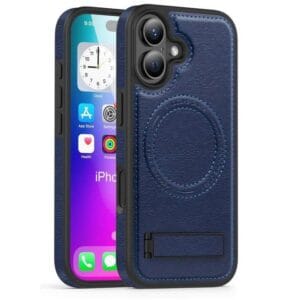 Blue Leather MagSafe Kick Stand Case