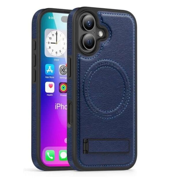 Blue Leather MagSafe Kick Stand Case