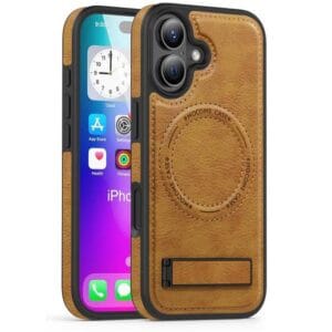 Brown Leather MagSafe Kick Stand Case