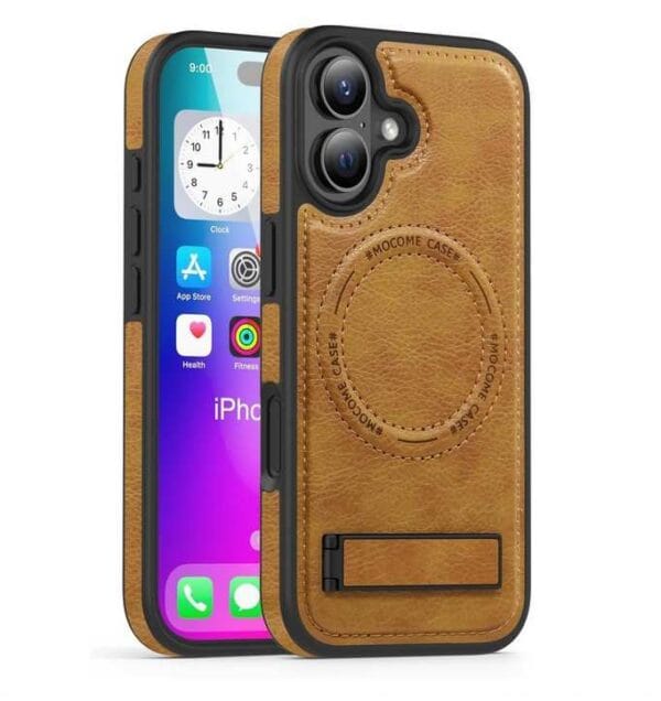 Brown Leather MagSafe Kick Stand Case