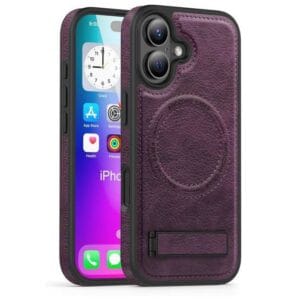 Burgundy Leather MagSafe Kick Stand Case