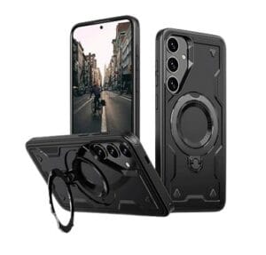 Black Military MagSafe Ring Stand Case - Samsung