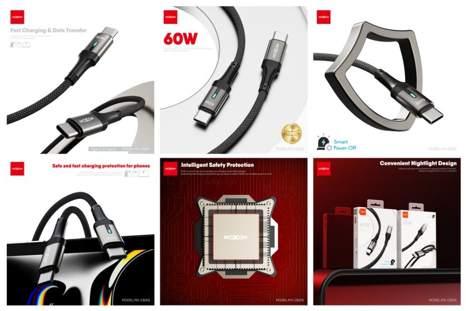 MOXOM MX-CB376 1M 60W SMART POWER OFF TYPE-C TO TYPE-C - Image 3