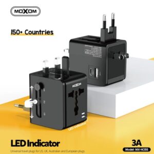MOXOM MX-HC155 INTERNATIONAL TRAVEL ADAPTER USB & TYPE-C
