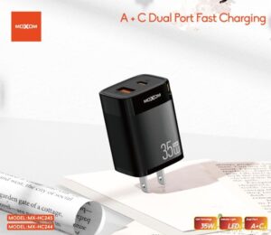MOXOM MX-HC244 35W DUAL PORT USB & TYPE - FAST CHARGER