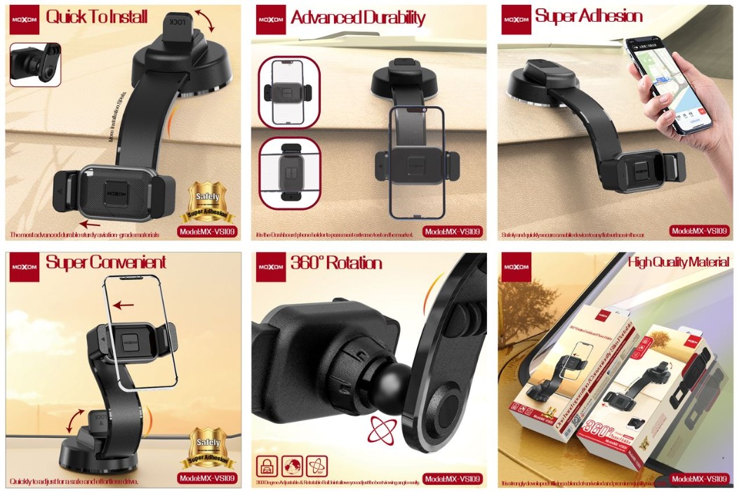 MOXOM MX-VS109 360 ROTATING DASHBOARD CLIP PHONE HOLDER - Image 3