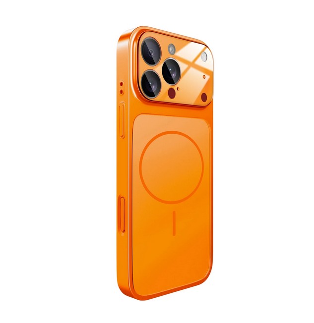 Orange Ag Glass Magsafe Back Case Gold - iPhone
