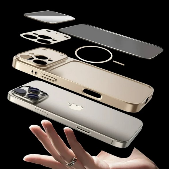 Orange Ag Glass Magsafe Back Case Gold - iPhone - Image 3