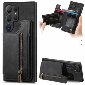 Black Zipper Wallet Case - Samsung