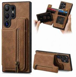 Brown Zipper Wallet Case – Samsung