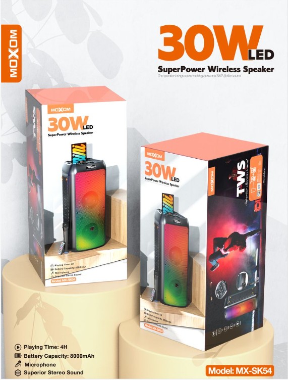 MOXOM 30W LED WIRELESS SPEAKER MX-SK54 - Image 2