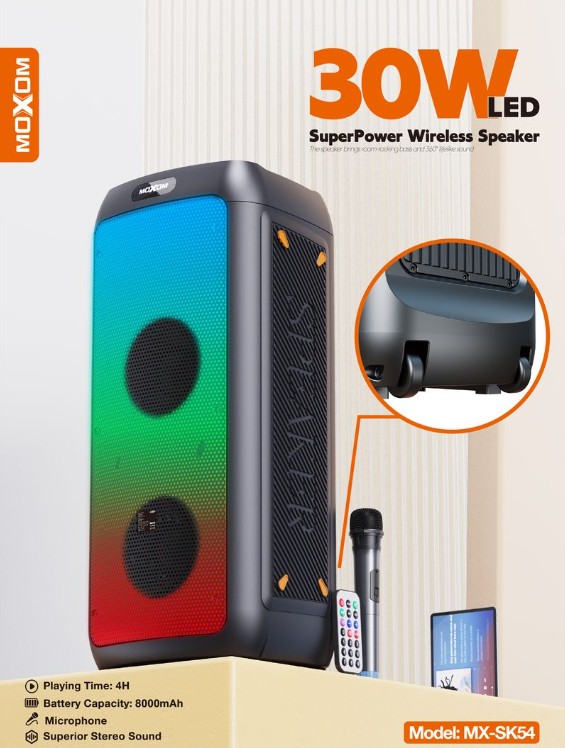MOXOM 30W LED WIRELESS SPEAKER MX-SK54 - Image 3