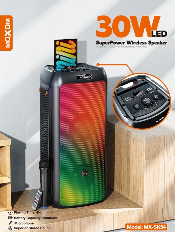 MOXOM 30W LED WIRELESS SPEAKER MX-SK54