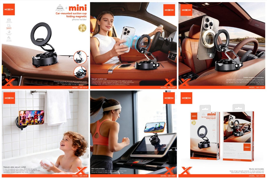 MOXOM FOLDABLE MAGNETIC CAR PHONE MOUNT MX-VS191 - Image 3