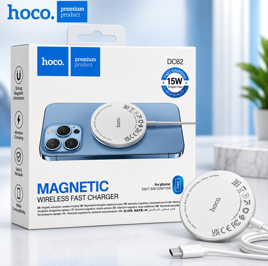 HOCO DC62 MAGNETIC WIRELESS FAST CHARGER FOR MOBILE PHONE