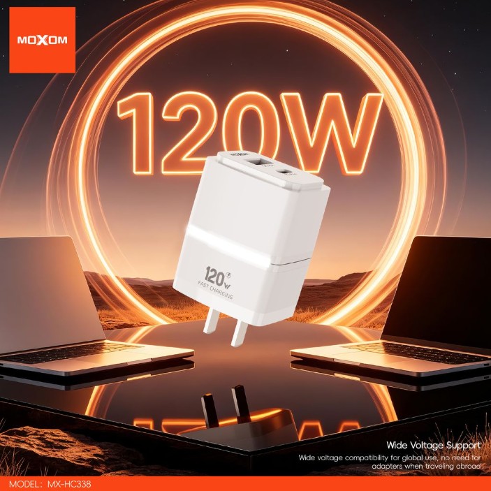 MOXOM MX-HC338 TYPE-C TO TYPE-C 120W DUAL-PORT CHARGER