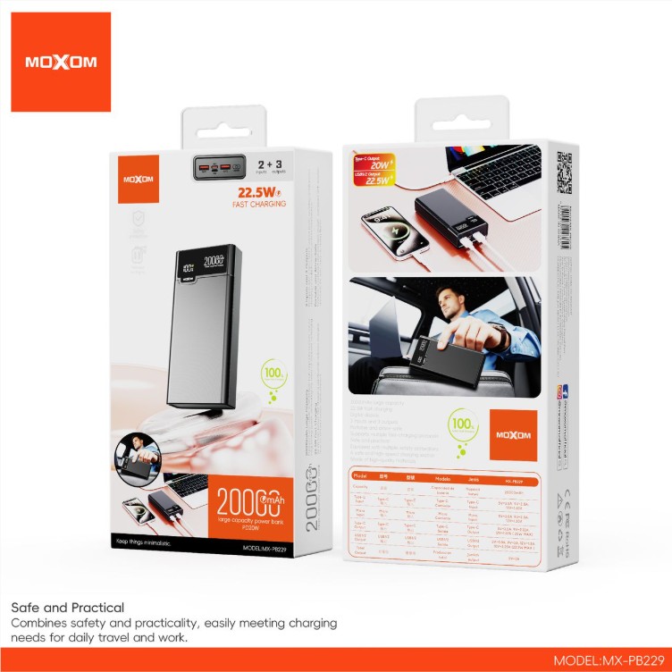 MOXOM MX-PB229 20000MAH 22.5W POWER BANK - Image 2