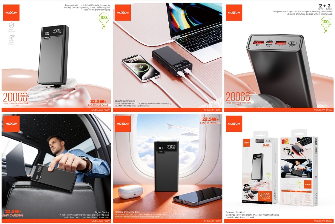 MOXOM MX-PB229 20000MAH 22.5W POWER BANK - Image 3