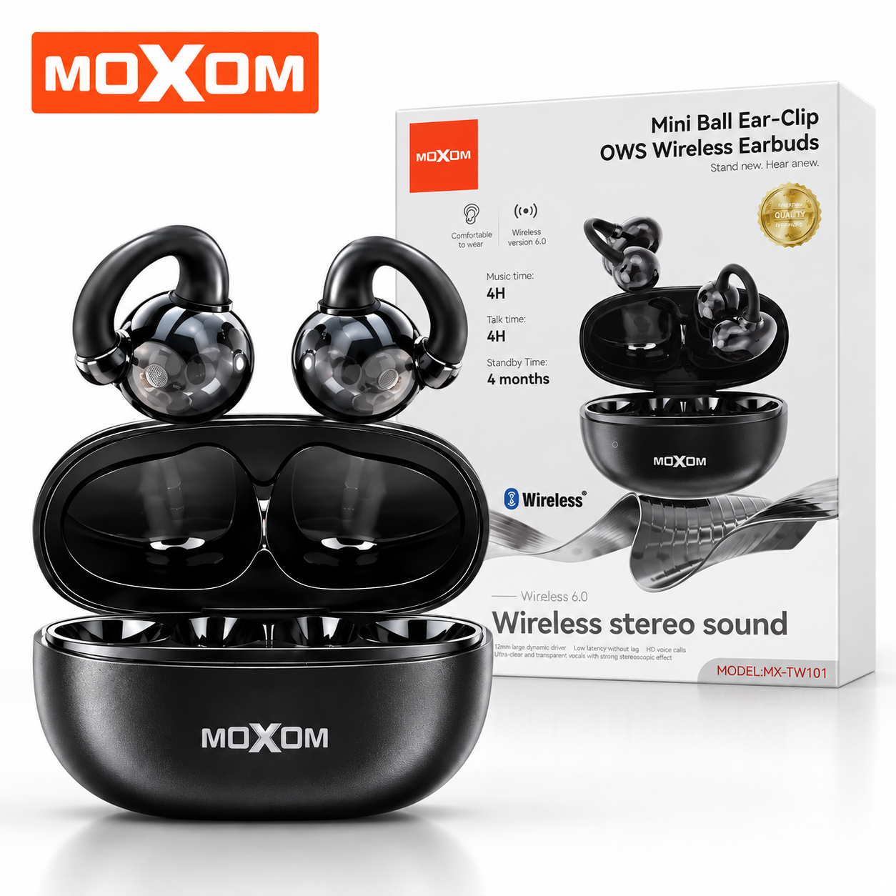 MOXOM MX-TW101 MINI BALL EAR-CLIP WIRELESS EARBUDS